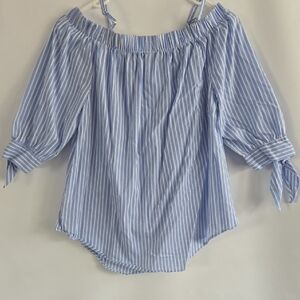 Blue Striped Off-Shoulder Women's Top